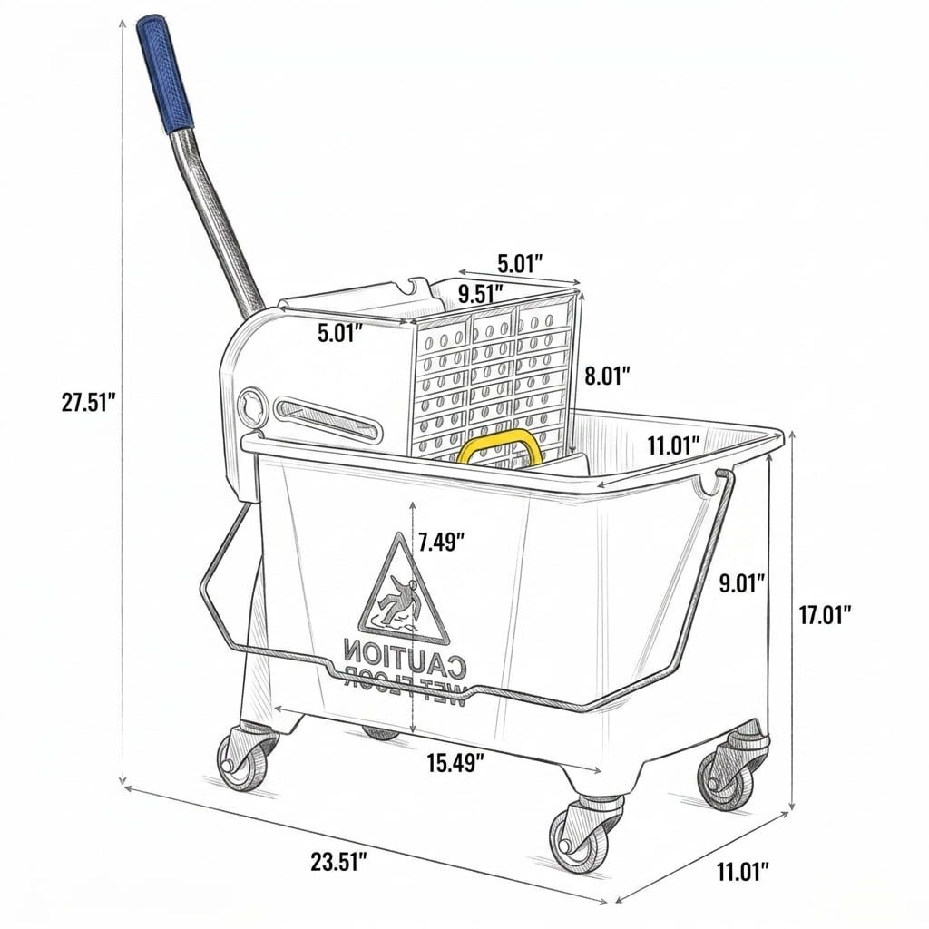 Kadyn 21 Quart Mop Bucket Side Press Wringer on Wheels With Panel
