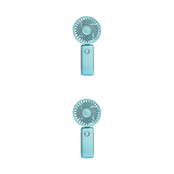 Cateissary mini ventilador de mano eléctrico usb recargable ventiladores de aire acondicionado refrigeración de mano personal para estudiante Azul/Abanico 2Conjunto