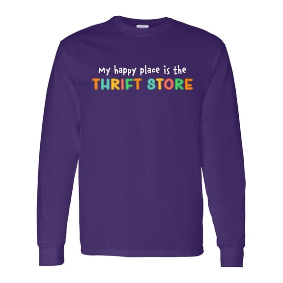 Inktastic My Happy Place is the Thrift Store Long Sleeve T-Shirt
