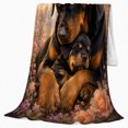 thumbnail image 2 of Artistic Pattern, Peaceful Pet Portrait Pattern, Warm Flannel Blanket for Living Room and Bedroom with Detailed Artwork, Dog Lovers Valentine's Day Gift, Pet Lover Home Decor, 2 of 9