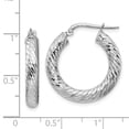 thumbnail image 3 of FB Jewels 14K 4X15 White Gold Diamond-cut Round Hoop Earrings, 3 of 3