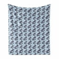 thumbnail image 1 of Whale Soft Flannel Fleece Blanket, Vertical Stripes Background with Hand Drawn Abstract Giant Marine Mammals, Cozy Plush for Indoor and Outdoor Use, 60" x 80", Lilac Baby Blue White, by Ambesonne, 1 of 6