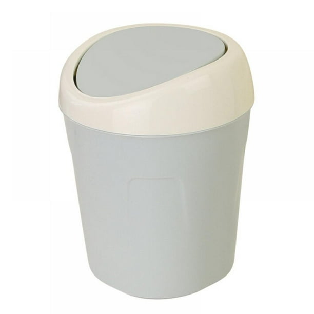 Mini Desktop Wastebasket with Lid, Small Office Countertop Trash Can, Tiny Plastic Garbage Bin
