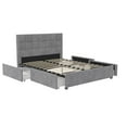 thumbnail image 5 of CosmoLiving Serena Upholstered Bed with Drawers, Bedroom Storage, Queen, Light Gray Velvet, 5 of 22