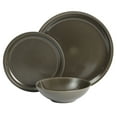 thumbnail image 3 of Gibson Elite 12 Piece Lakecrest Plates and Bowls Reactive Glaze Round Dishes Stoneware Ceramic Dinnerware Set - Dark Green, 3 of 12