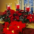 thumbnail image 4 of Morttic Christmas Poinsettia Garland with Red Berries and Holly Leaves Artificial Flower Xmas String Lights, Battery Operated Waterproof Cordless Indoor & Outdoor Decorations, 4 of 7