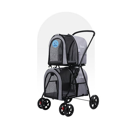 Foldable Double Deck Pet Stroller Dog Cat 4 Wheel Detach Carrier Jogger Walmart Canada
