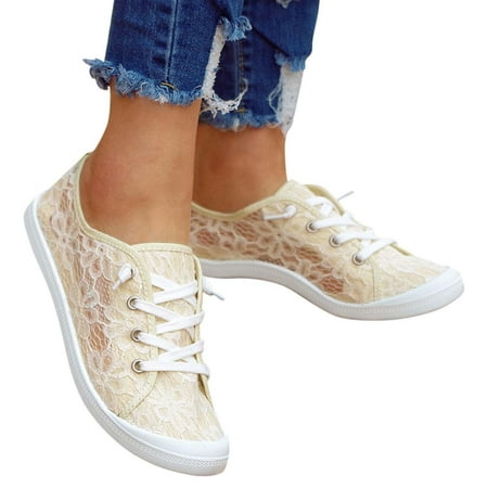 Oyedens Women s Low Top Fashion Sneakers Casual Lace Wide Toe Canvas Shoes Walking Flats for Women