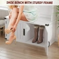 thumbnail image 5 of 3-in-1 Entryway Hall Tree with Bench & Shoe Storage, Multifunctional Coat Rack and Shoe Bench, Wood Hallway Organizer for Entry, Mudroom, Foyer, White, 5 of 8