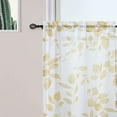 thumbnail image 4 of Shininglove 24inch Grey Short Curtains for Kitchen, Leaves Tier Curtains for Bathroom, Yellow, 4 of 7