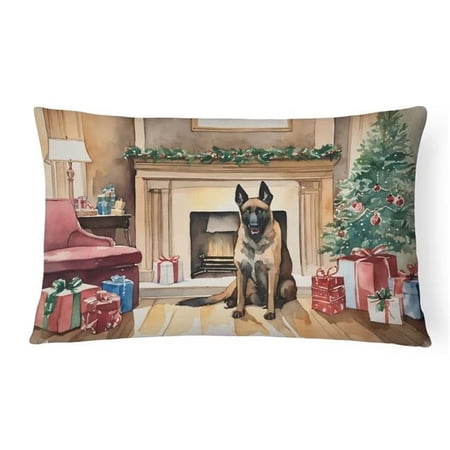 Carolines Treasures DAC1253PW1216 16 x 12 in. Unisex Belgian Malinois Christmas Fabric Decorative Pillow