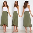 thumbnail image 2 of WBQ Women's Tie Waist Ruffle Wrap Fishtail Hem High Waist Long Maxi Skirt, 2 of 5