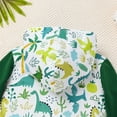 thumbnail image 5 of FYMNSI Toddler Boy Hooded Sweatshirts Color Block Dinosaur Printed Hoodie with Pocket Boys Winter Clothes 12-18 Months, 5 of 8