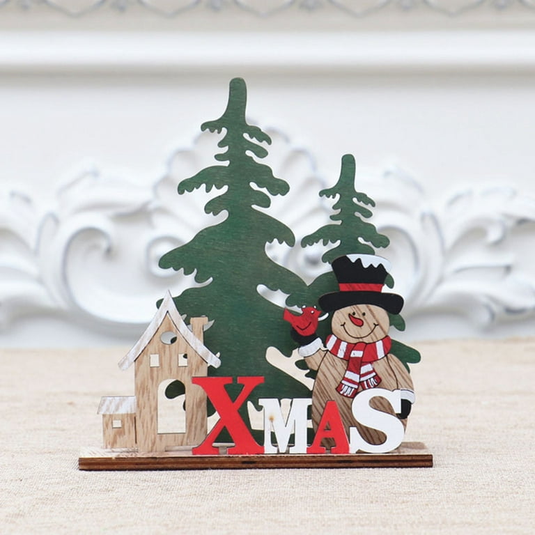 Yeknu Christmas Trees Ornament Crafts Photography Accessories Wood Home  Desk Display Work Nordic New Year Decorations for Home Cafe