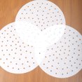 thumbnail image 4 of Inteprter Revestimiento para freidora de aire de 100 Uds., forro de vapor de bambú perforado, papel para forro de cesta al vapor, 7 pulgadas Herramientas y accesorios para hornear blanco 7 pulgadas Inteprter HA3685-01B, 4 of 6