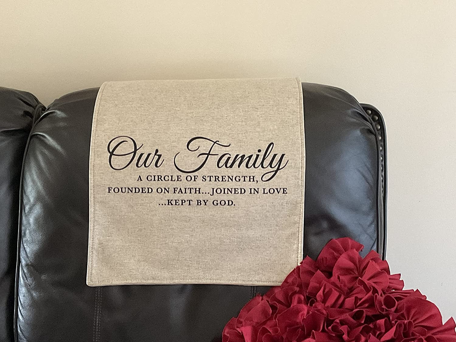 Headrest covers for furniture slipcovers furniture protectors headrest for recliners sofa cover theater chairs office chairs chair pads Perfect for gifts , Inspirational words "Our Family"