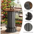 thumbnail image 6 of Finmind 39.4" Round Bar Table, Wood Bistro Pub Table with Metal Ring Footrest, Brown & Gray, 6 of 7