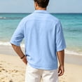 thumbnail image 7 of Lenpel Men's Button down Shirts Half Sleeve Deep V Neck Notched Collared Beach Vacation Shirts Casual Summer Tops with Pockets, 7 of 7