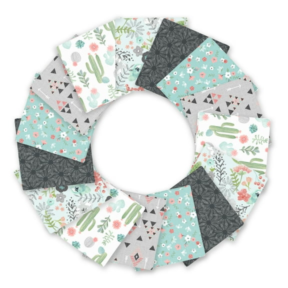 Create It 18"x21" Cotton Aiyana Precut Sewing & Craft Fabric Bundle, Multicolor 15 Piece