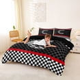 thumbnail image 2 of Erosebridal Racing Flag Queen Duvet Cover Set for Kids Boys, Monogrammed C Bedding, Black Reversible 3 Pieces, 1 Duvet Cover and 2 Pillowcases (No Comforter), 2 of 6