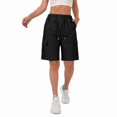 thumbnail image 4 of Women'S Summer Casual Cargo Shorts Elastic Waist Drawstring Hiking Bermuda Shorts with Pockets, 4 of 6