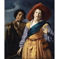 thumbnail image 3 of Johannes Paulus Moreelse 20x23 Black Modern Framed Museum Art Print Titled - Singing Shepherdess with Shepherd (1630), 3 of 5