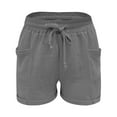 thumbnail image 5 of Audhol Lounge Shorts Women! Linen Shorts for Women High Waisted Wide Leg Drawstring Casual Summer Beach Shorts Plus Size Cute Flowy Shorts Shorts for Women Grey L, 5 of 5