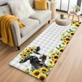 thumbnail image 2 of Runner Rugs 2x6 Ft, Farmhouse Cow Non Slip Area Rugs for Kitchen Bedroom Entryway, Pastoral Sunflower Botanical Gray Plaid Washable Carpet Runner Rug Floor Mats for Bedroom Home Decor, 2 of 9