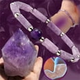thumbnail image 2 of Stress Relief Amethyst Bracelet - Natural Stone Anxiety Healing Jewelry with Watermelon Quartz & Moonstone, Stretch Beaded Spiritual Bracelet Gift for Women, 2 of 6