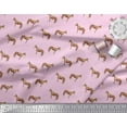 thumbnail image 2 of Soimoi Pink Japan Crepe Satin Fabric Horse & Dot Animal Print Fabric by the Yard 44 Inch Wide, 2 of 3