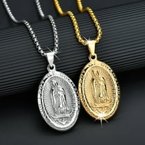 Jiaroswwei Religious Virgin Mary Guadalupe Embossed Pendant Necklace Jewelry Decor Gift