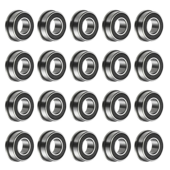 FR188-2RS Flanged Ball Bearing, 1/4" x 1/2" x 3/16" Chrome Steel Double Sealed ABEC1 Flange Bearings,20 Pack