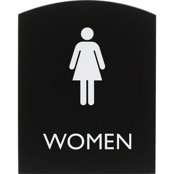 Lorell LLR02674 6.8 x 8.5 in. Rectangle Arched Women Restroom Sign - Plastic - Black