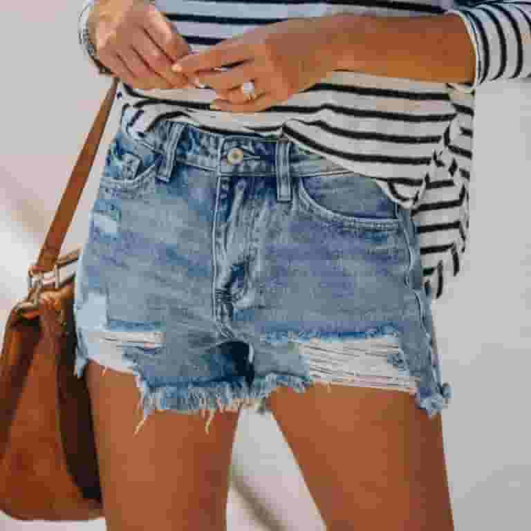 Walmart Women's Mid-Rise Distressed Denim Shorts, Frayed and Walmart Women's Mid-Rise Distressed Denim Shorts, Frayed and