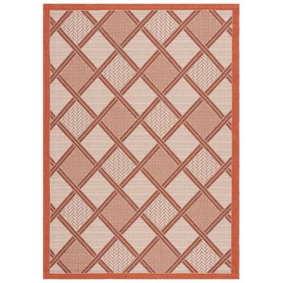 Safavieh Courtyard Shawn Geometric Indoor/Outdoor Area Rug, Cream/Terracotta, 5'3" x 7'7"