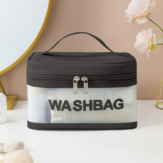 Waterproof PVC Makeup Bag, Large Capacity Travel Toiletry Organizer, Portable Wash Bag with Handle for Camping, Gym, Cosmetics, Toiletries Storage