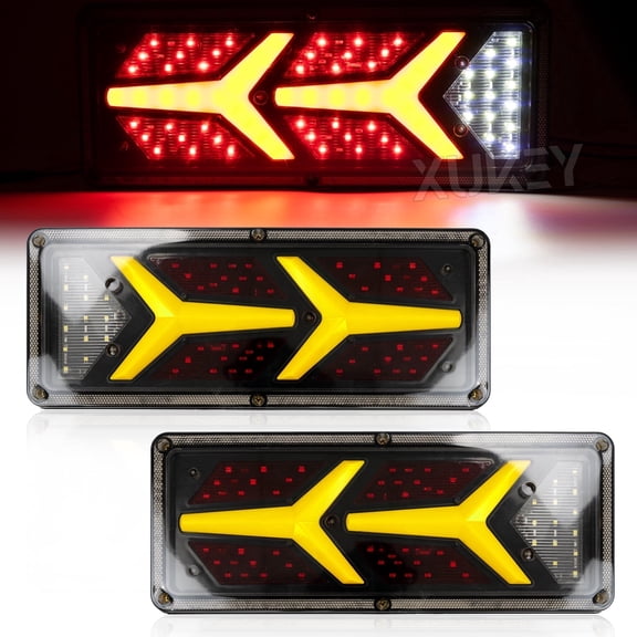 Yiyasu 2X LED Trailer Tail Lights - Dynamic Turn/Brake/Reverse/Tail Lights for Trucks & Trailers (IP67, 12V, 76 LEDs, Universal Fit)