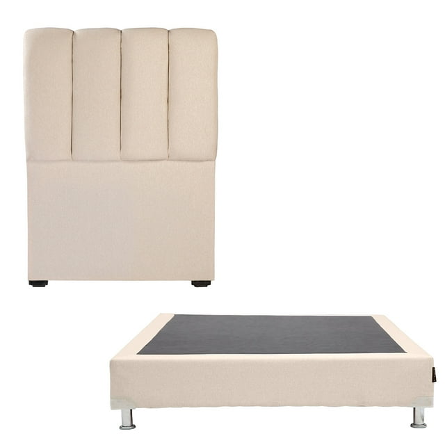 Box Base Cama Individual + Cabecera Kami Beige