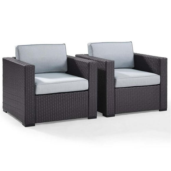 Crosley Furniture Biscayne Fauteuil de Patio en Tissu Brun/bleu (Ensemble de 2)