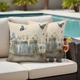 thumbnail image 4 of Flower Butterfly Outdoor Waterproof Pillow Covers, Vintage Farm White Blue Daisies Floral Decorative Square Throw Pillowcase Sofa Cushion Sham for Patio/Couch/Chair, 18"x18" 2 Pack, 4 of 8