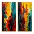 thumbnail image 2 of Designart "Journey of Abstraction in Yellow and Turquoise II" Abstract Framed Wall Art Set Of 2 - Yellow Abstract Gallery Wall Frame Set For Home Decor, 2 of 7