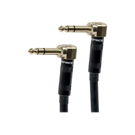 UPC: 0757901803116 | Monoprice Premier Series 1/4 Inch (TRS) Guitar Pedal Patch Cable Cord – 8 Inch – Black With Right Angle Connectors