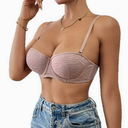 Arnsht Women s Fashion Balconette Push Up Bra Underwire Lace Demi Padded Plunge Bra Shelf Add Cup Lift Balcony Brassiere Pink XL