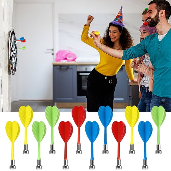 CuiLiyq 12 Pack Magnetic Dart Set, Replacement Plastic Dart Game Safety Darts, Magnet Suction Darts for Game Room Office Family (Random Color)