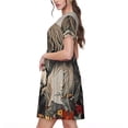thumbnail image 2 of Kdxio Robe T-Shirt Décontractée pour Femmes avec Imprimé Papillon et Vache, Manches Courtes, Poches, 2 of 6