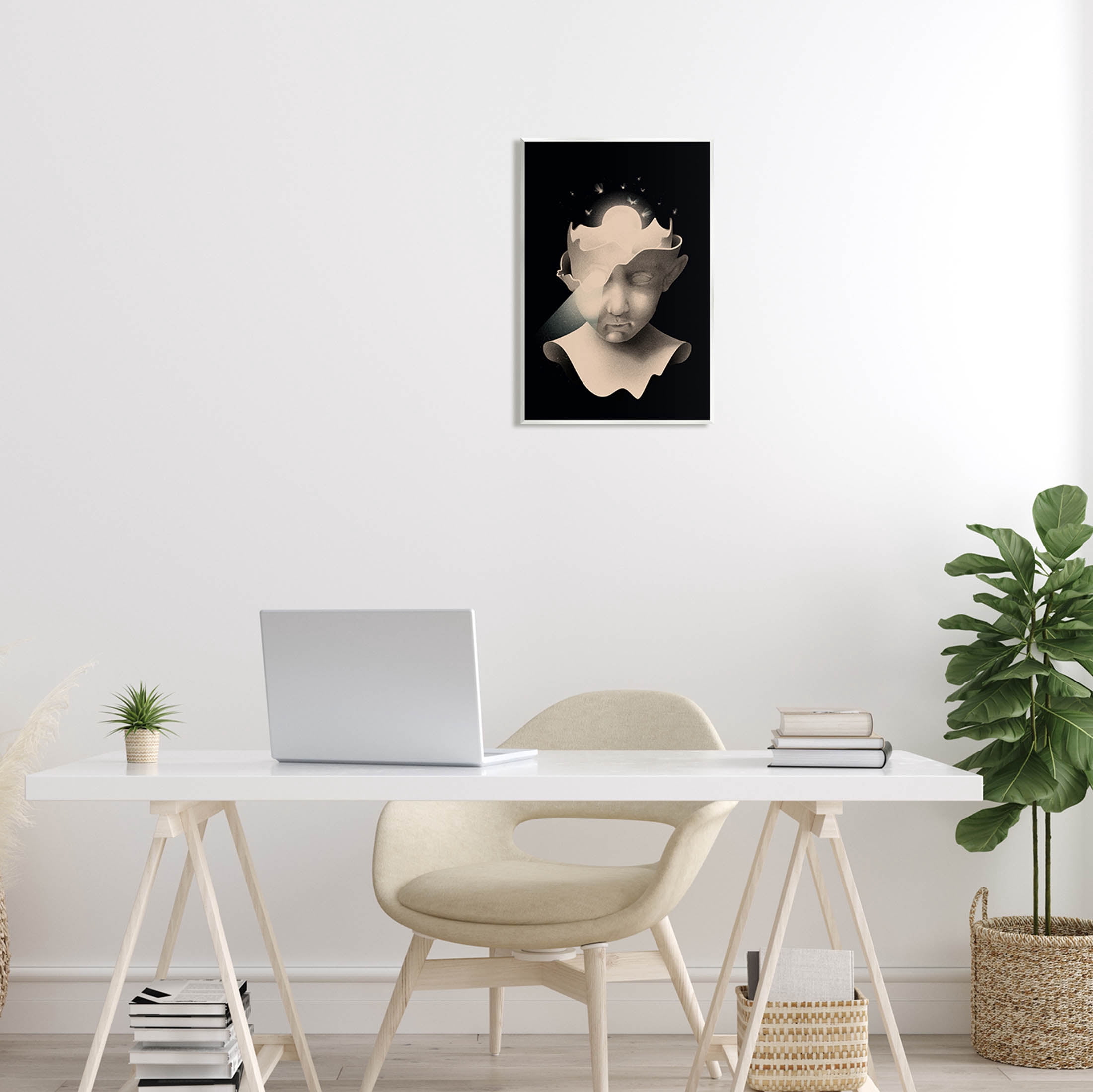Stupell Industries Surreal Face Fireflies Composition Graphic Art Unframed Art Print Wall Art, Design by Matheus Lopes Castro
