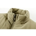 thumbnail image 4 of Men's Casual Solid Color Sleeveless Cotton Vest - Fleece-lined Thickened Multi-pocket Stand-up Collar Workwear Jacket, Khaki, Size XXXXL, 4 of 4