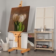 VISWIN Extra-Large Studio Easel, Hold Canvas to 71, Tilts Flat - Natural