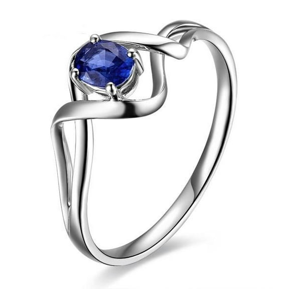 Solitaire 8x6mm Oval Shape Blue Sapphire 1.25 Carat Engagement Ring In 10k White Gold