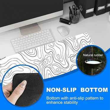 IMCBSTT Desk Mat,Topographic Contour Extended Big Mouse Pad Computer Keyboard Mouse Mat with Non-Slip Base (31.5x11.8 In) BRubber   cloth